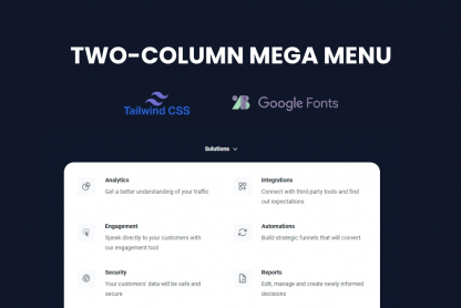 Two-Column Mega Menu with TailwindCSS and Alpine JS