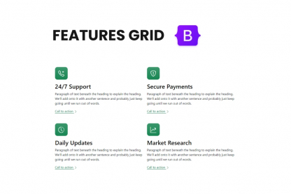 Bootstrap 5 Features Grid design with icons